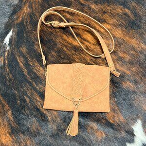 Altar'd State Women's Smalll Brown Suede Fringe Crossbody Bag, OS